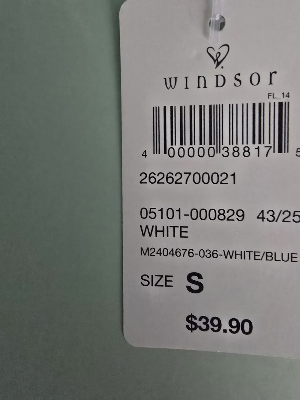 Windsor White Maxi Dress Tag with Blue Accent